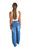 Faded blue denim