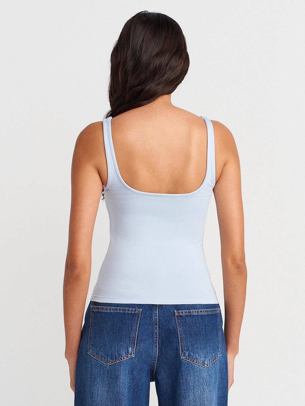Wide Strap Cotton Top - Light Blue