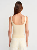 Wide Strap Cotton Top - Light Yellow