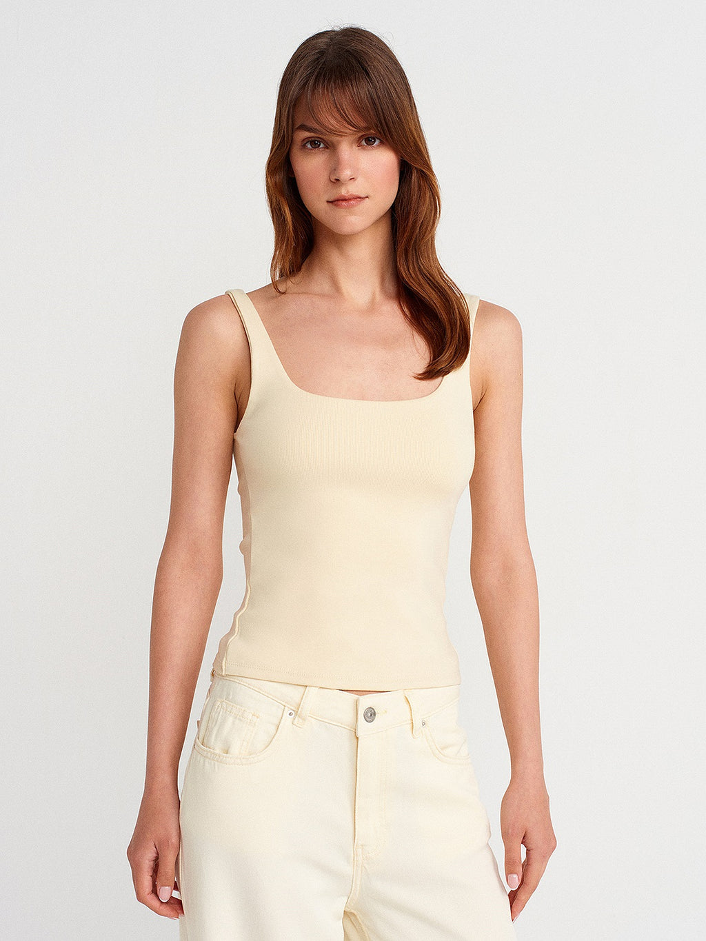 Wide Strap Cotton Top - Light Yellow