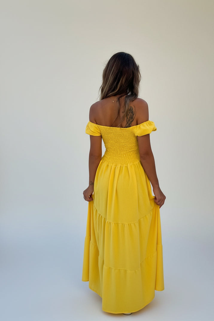 Fiesta Yellow Off-Shoulder Sundress