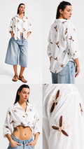 Printed Flower Shirt-Brown