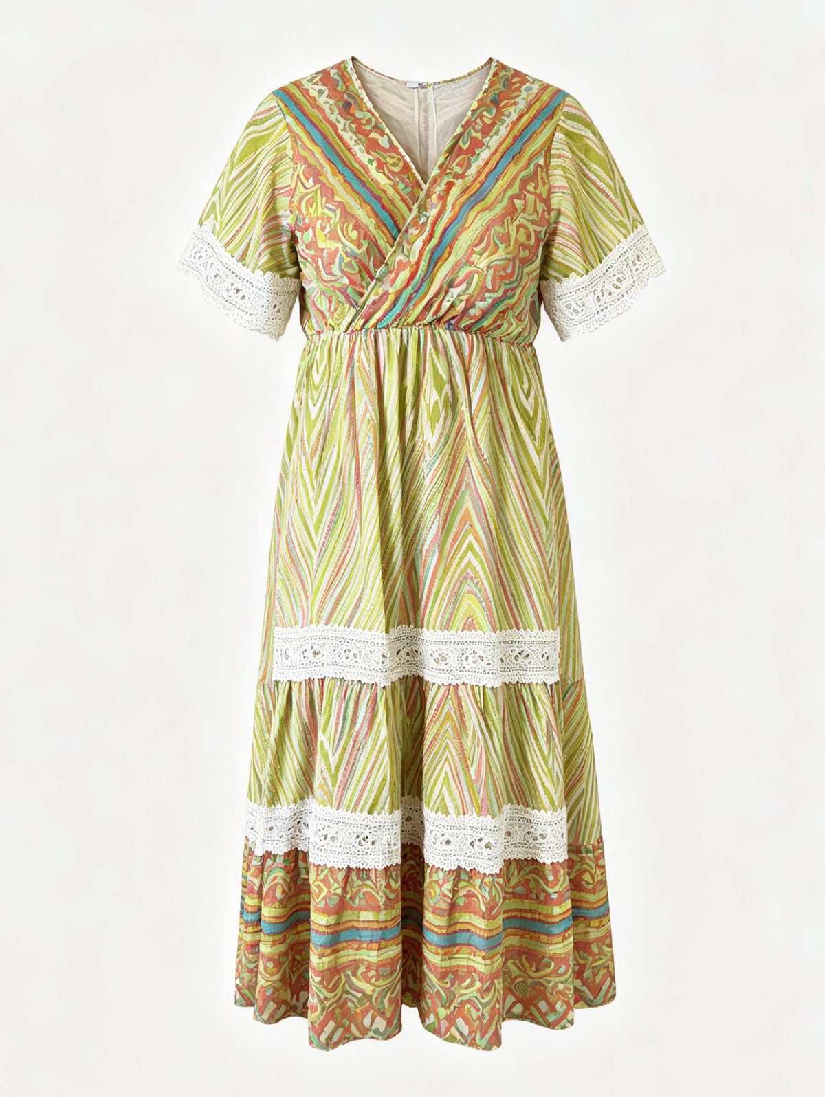Boho Printed Tiered Midi Dress