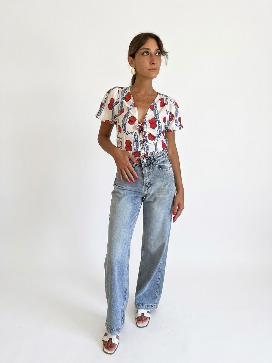 High wasted palazzo blue denim