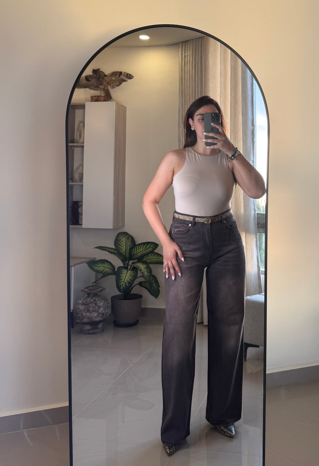 Brown palazzo denim