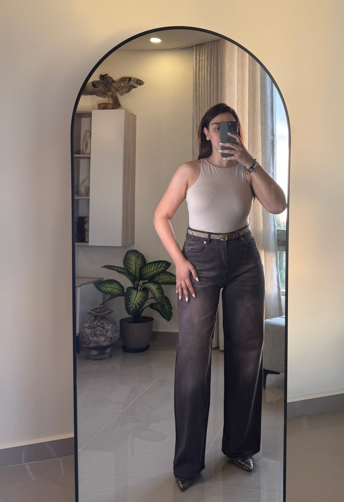 Brown palazzo denim