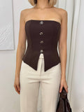 Strapless Corset Top-Brown