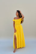 Fiesta Yellow Off-Shoulder Sundress