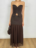 Mocha Sculpted Strapless Co-Ord