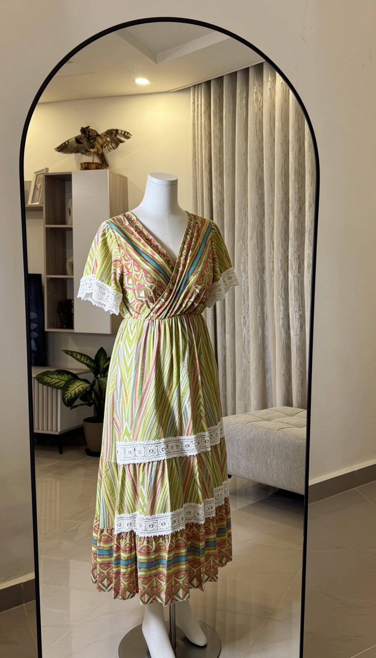 Boho Printed Tiered Midi Dress