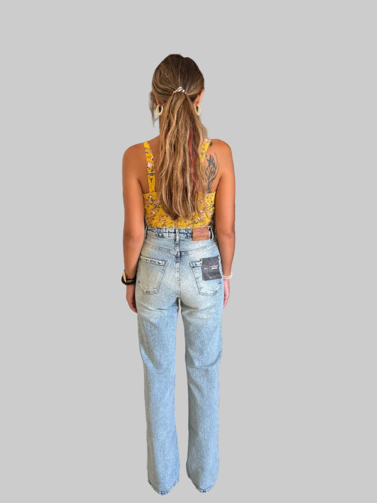 Lycra high waist denim-light green