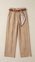 Embroidered Wide-Leg Linen-Blend Trousers