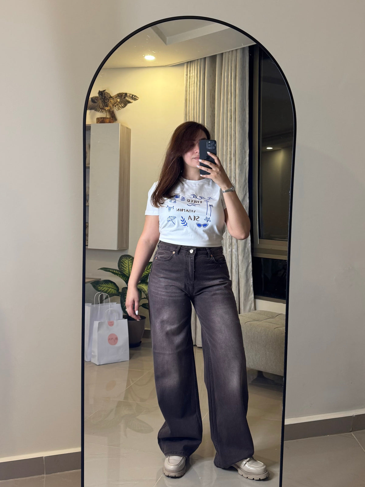 Brown palazzo denim