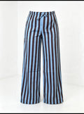 Blue and Brown striped wide leg pants
