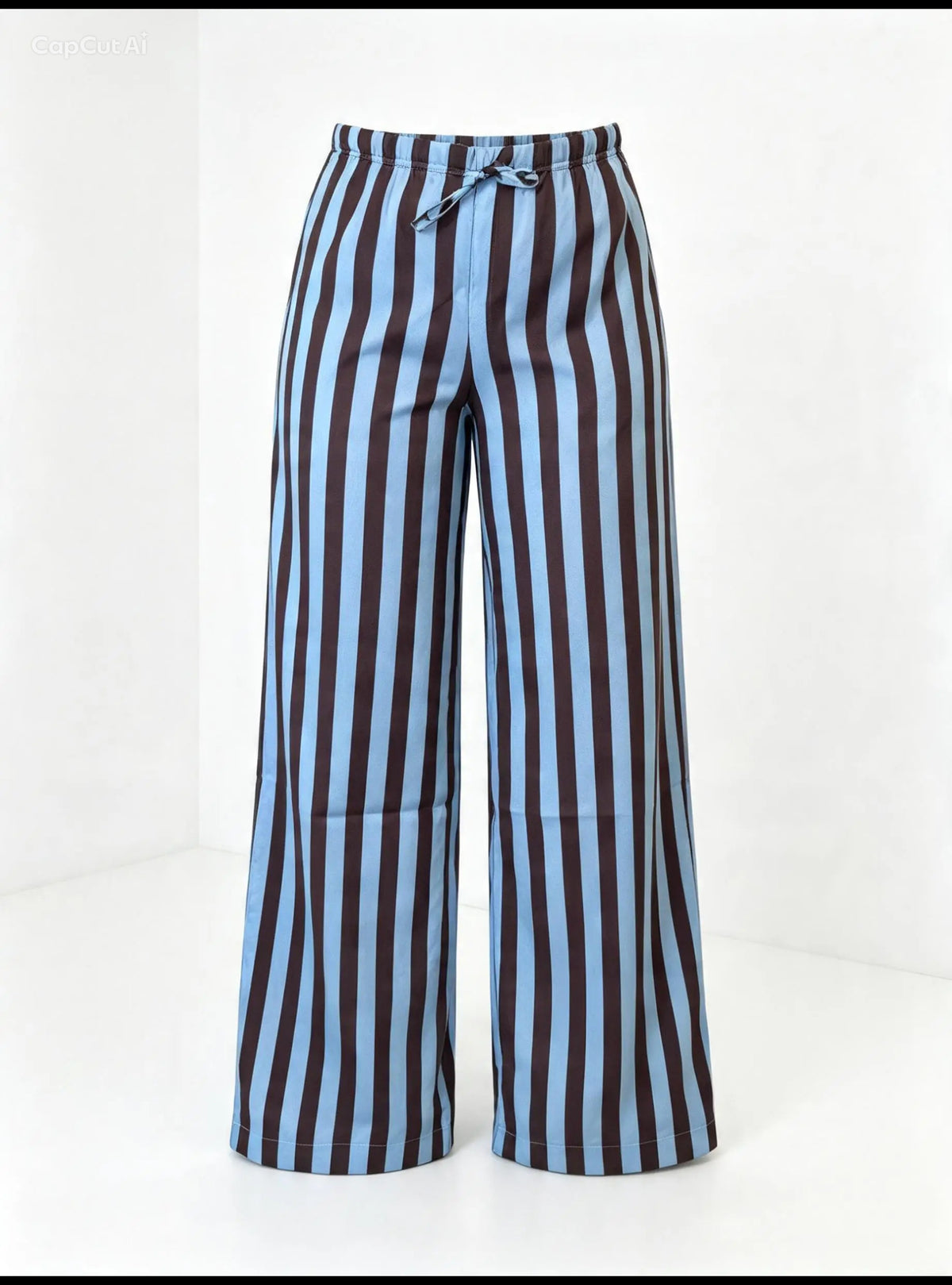 Blue and Brown striped wide leg pants