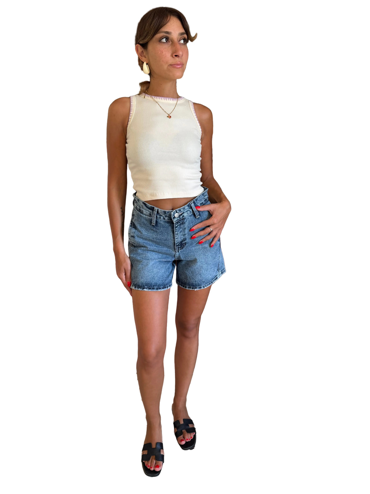 Blue denim short