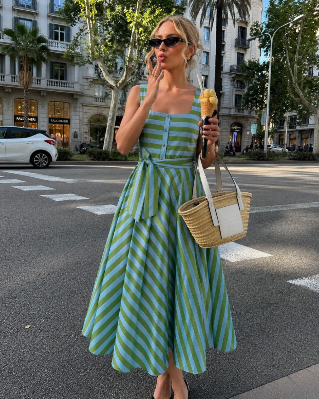 Green & Blue Midi dress