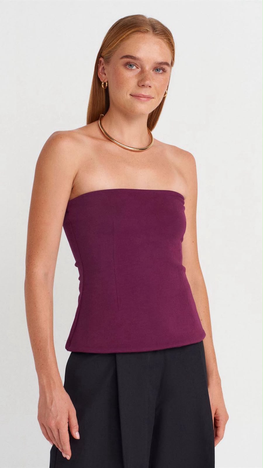 Burgundy Strapless Tube Top