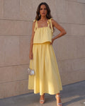 Yellow Sleeveless Midi Tie Strap Dress